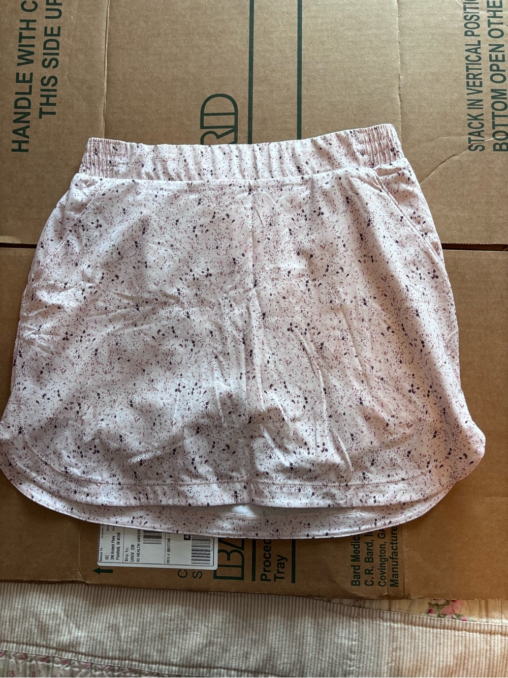 Women's Pink Speckled Athletic Skort with Elastic Waist